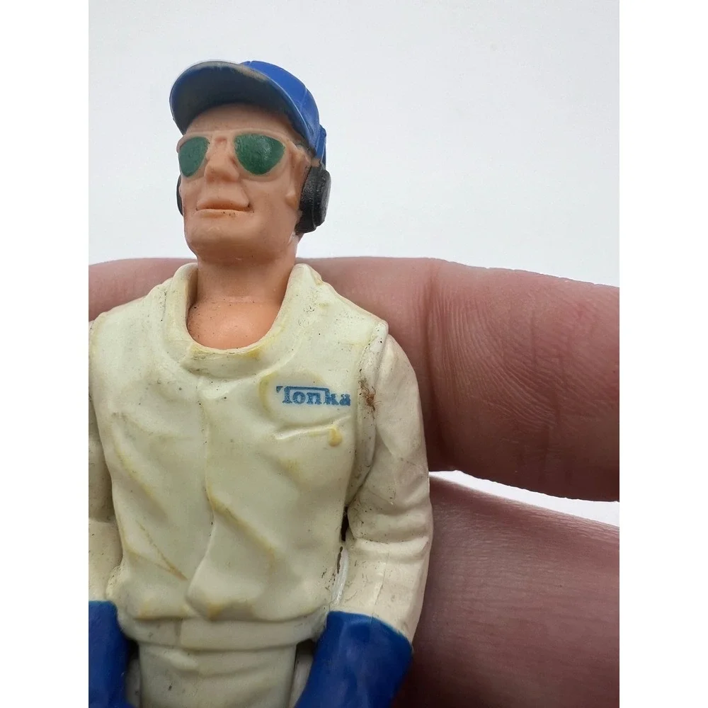 Vintage Tonka Play Toys Driver/Mechanic White Uniform Glasses Posable Figure '70